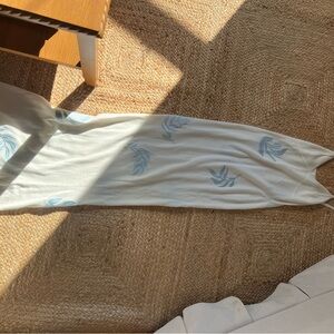 Elegant White and Blue Maxi Dress